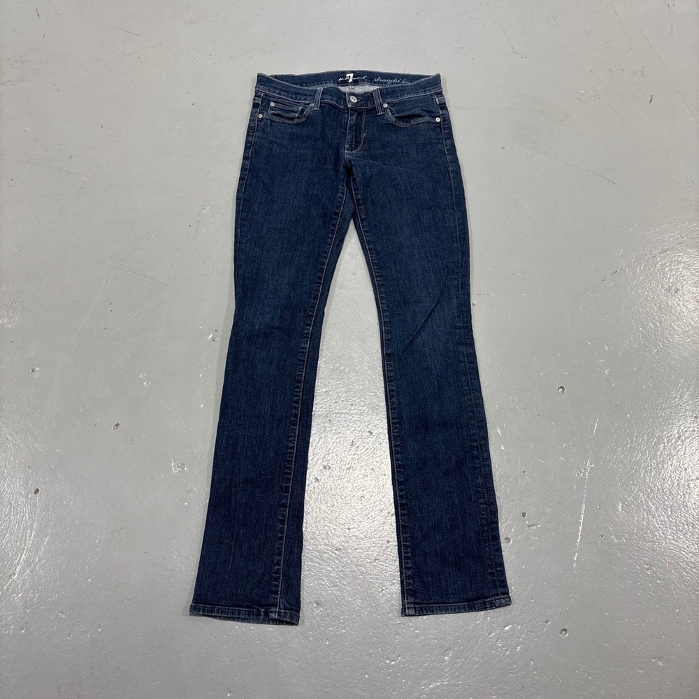 7 For All Mankind Straight Leg Jeans Dark Wash Blue Denim Size 28